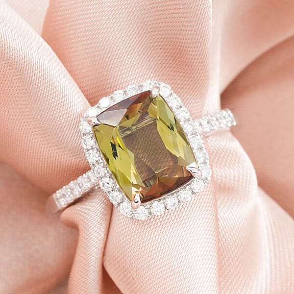 Shop Lc Certified Rhapsody AAAA Jenipapo Andalusite Diamond (E-F VS) Ring In 950 Platinum 3.65 Ctw