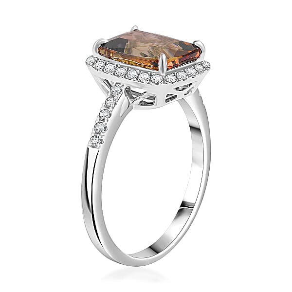 Shop Lc Certified Rhapsody AAAA Jenipapo Andalusite Diamond (E-F VS) Ring In 950 Platinum 3.65 Ctw