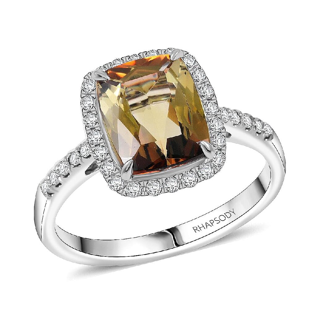 shop lc Certified Rhapsody AAAA Jenipapo Andalusite Diamond (E-F VS) Ring in 950 Platinum 3.65 ctw