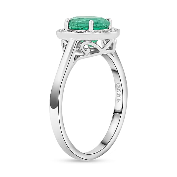 Shop Lc Certified Rhapsody AAAA Kagem Zambian Emerald Diamond Ring In 950 Platinum 2.05 Ctw