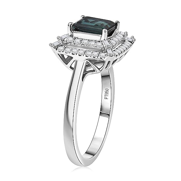 Shop Lc Certified Rhapsody AAAA Lagoon Tourmaline Diamond Ring In 950 Platinum 1.50 Ctw