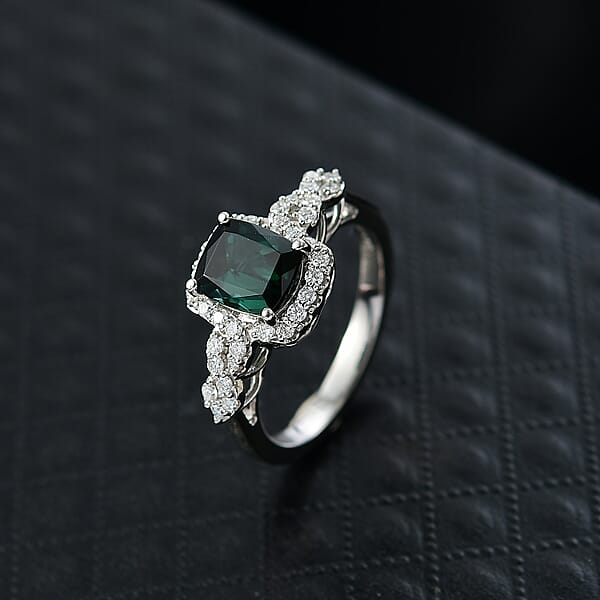 Shop Lc Certified Rhapsody AAAA Monte Belo Indicolite Diamond Ring In 950 Platinum 2.01 Ctw