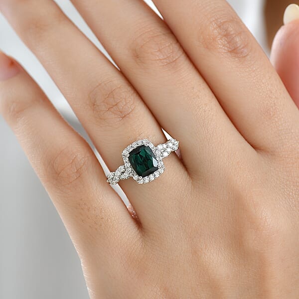 Shop Lc Certified Rhapsody AAAA Monte Belo Indicolite Diamond Ring In 950 Platinum 2.01 Ctw