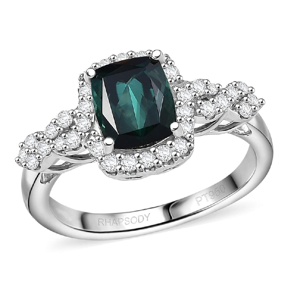 shop lc Certified Rhapsody AAAA Monte Belo Indicolite Diamond Ring in 950 Platinum 2.01 ctw