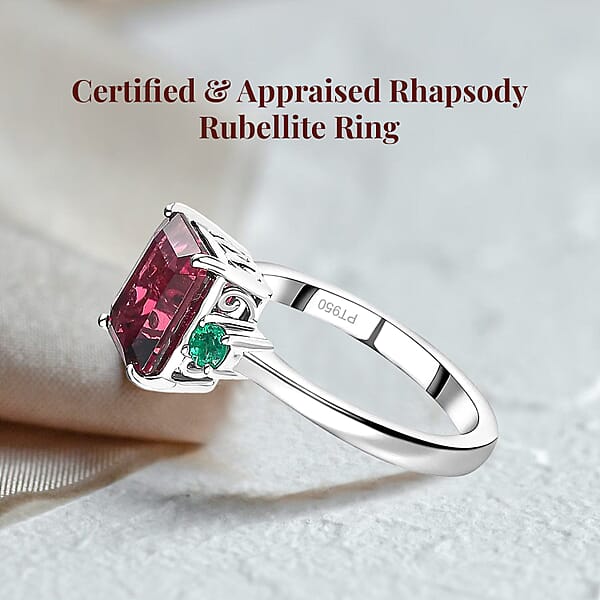 Shop Lc Certified Rhapsody AAAA Ouro Fino Rubellite AAAA Boyaca Colombian Emerald Ring In 950 Platinum 2.50 Ctw