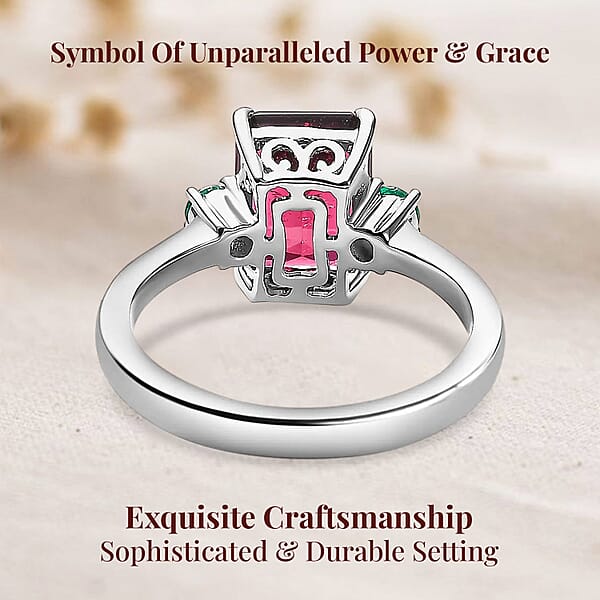 Shop Lc Certified Rhapsody AAAA Ouro Fino Rubellite AAAA Boyaca Colombian Emerald Ring In 950 Platinum 2.50 Ctw