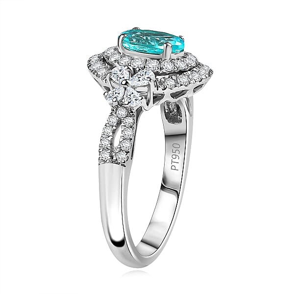Shop Lc Certified Rhapsody AAAA Paraiba Tourmaline Diamond Ring In 950 Platinum 2.00 Ctw With Free Paraiba Book