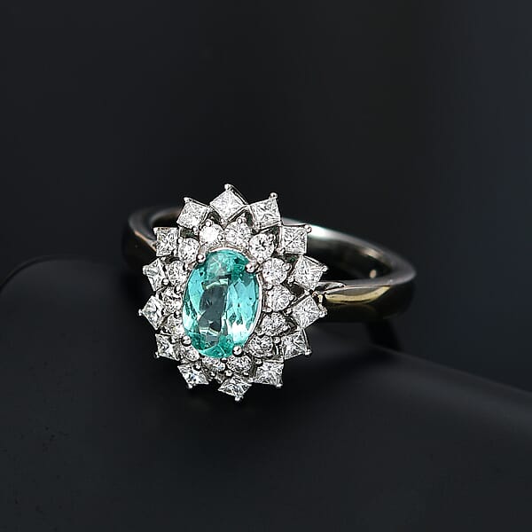 Shop Lc Certified Rhapsody AAAA Paraiba Tourmaline Diamond Ring In 950 Platinum 2.00 Ctw With Free Paraiba Book