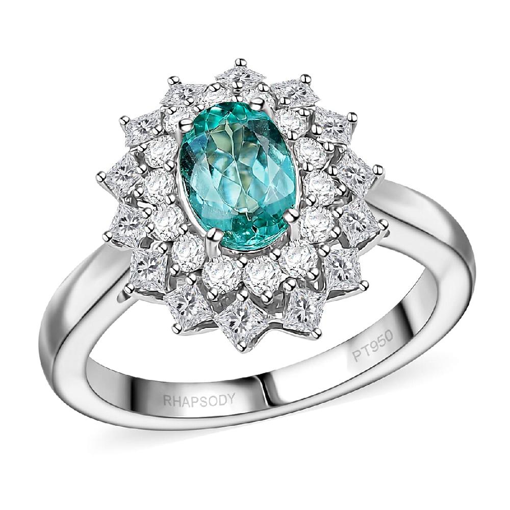 shop lc Certified Rhapsody AAAA Paraiba Tourmaline Diamond Ring in 950 Platinum 2.00 ctw With Free Paraiba Book