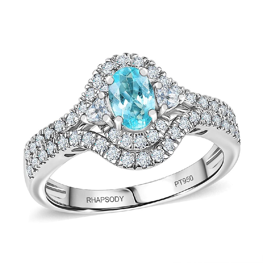 shop lc Certified Rhapsody AAAA Paraiba Tourmaline Diamond Ring in 950 Platinum 2.00 ctw With Free Paraiba Book