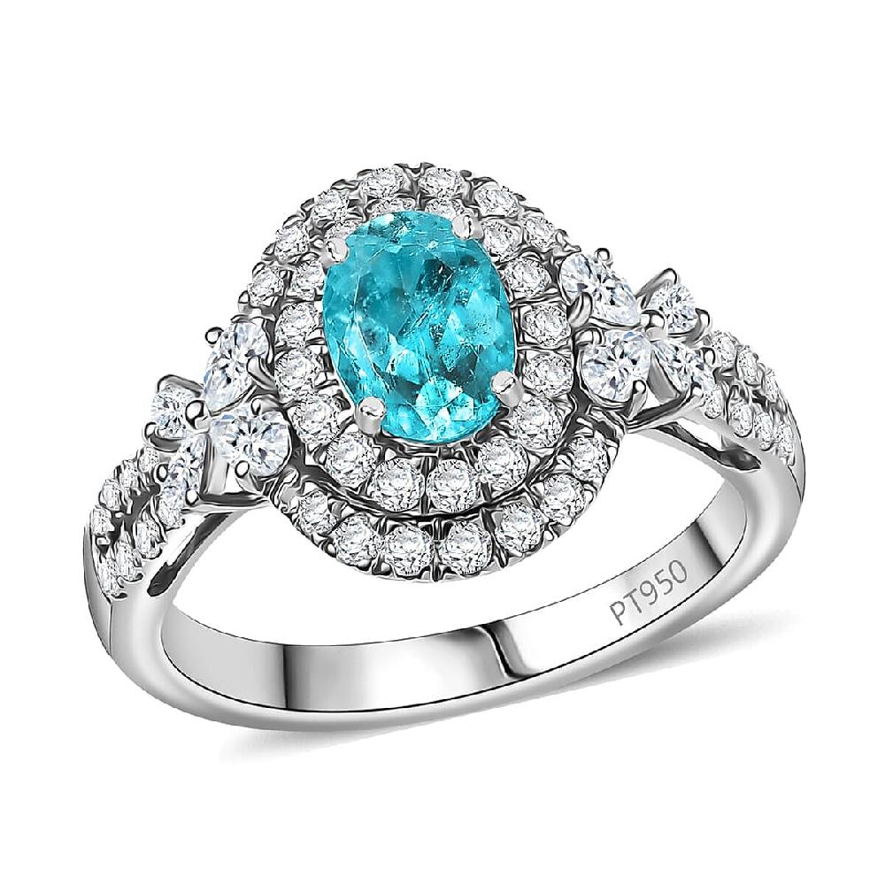 shop lc Certified Rhapsody AAAA Paraiba Tourmaline Diamond Ring in 950 Platinum 2.00 ctw With Free Paraiba Book