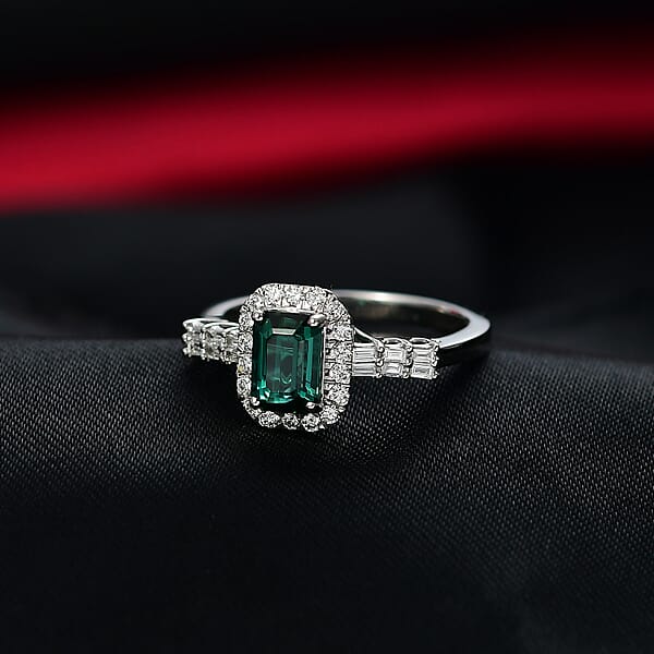 Shop Lc Certified Rhapsody AAAA Pirineu Lagoon Tourmaline Diamond Ring In 950 Platinum 1.45 Ctw