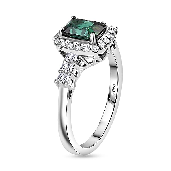 Shop Lc Certified Rhapsody AAAA Pirineu Lagoon Tourmaline Diamond Ring In 950 Platinum 1.45 Ctw