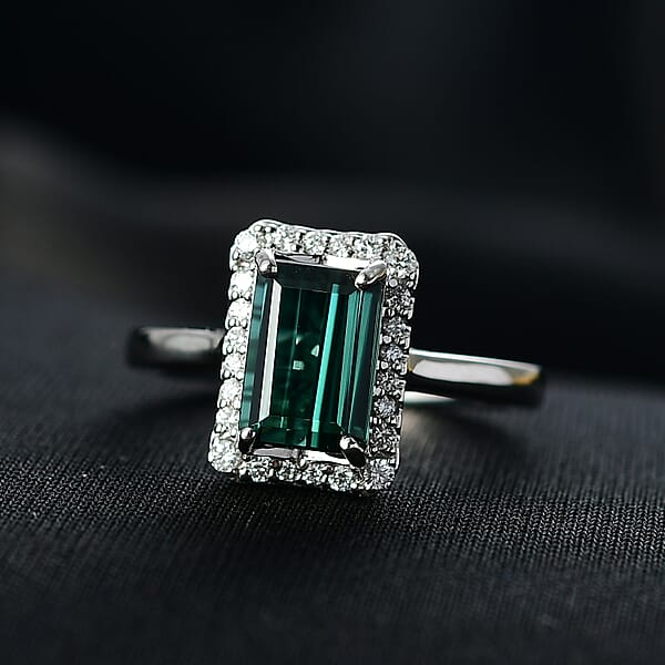 Shop Lc Certified Rhapsody AAAA Pirineu Lagoon Tourmaline Diamond Ring In 950 Platinum 2.51 Ctw