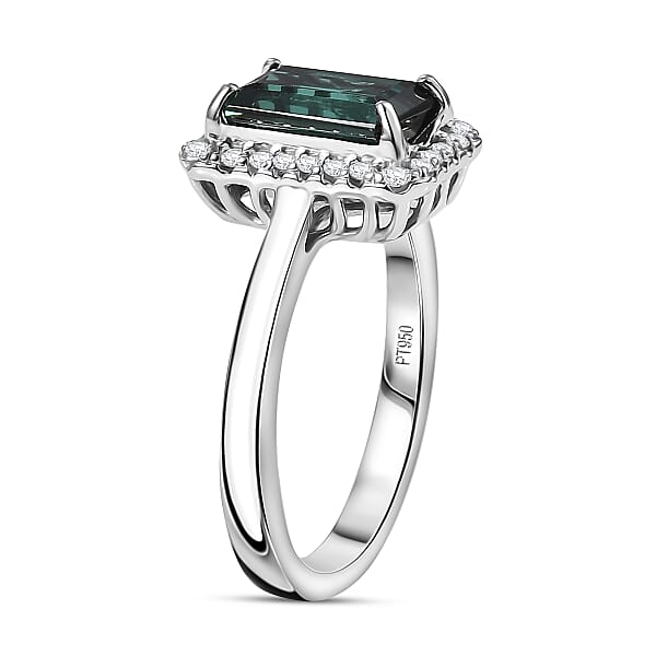 Shop Lc Certified Rhapsody AAAA Pirineu Lagoon Tourmaline Diamond Ring In 950 Platinum 2.51 Ctw