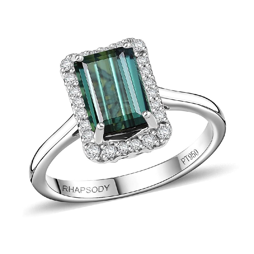 shop lc Certified Rhapsody AAAA Pirineu Lagoon Tourmaline Diamond Ring in 950 Platinum 2.51 ctw