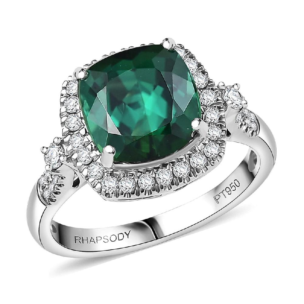 shop lc Certified Rhapsody AAAA Santa Rosa Tourmaline Diamond Ring in 950 Platinum 3.77 ctw