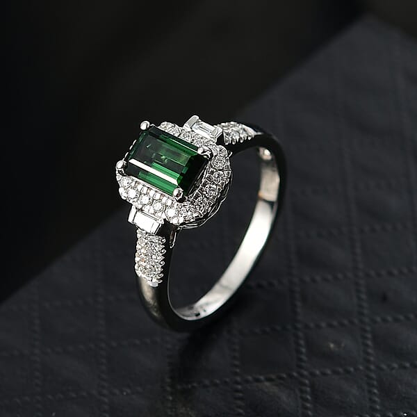 Shop Lc Certified Rhapsody AAAA Santa Rosa Tourmaline Diamond Ring In 950 Platinum 1.61 Ctw