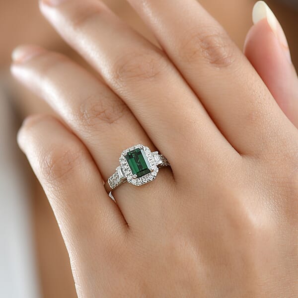 Shop Lc Certified Rhapsody AAAA Santa Rosa Tourmaline Diamond Ring In 950 Platinum 1.61 Ctw