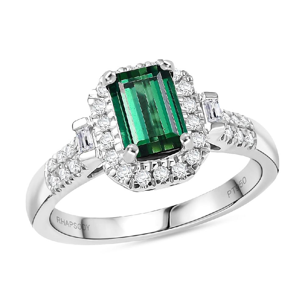 shop lc Certified Rhapsody AAAA Santa Rosa Tourmaline Diamond Ring in 950 Platinum 1.61 ctw