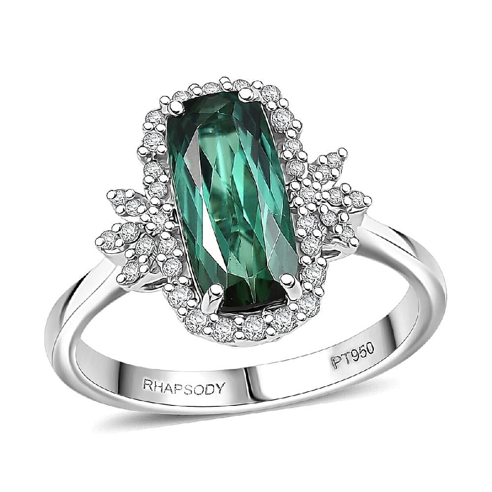 shop lc Certified Rhapsody AAAA Santa Rosa Tourmaline Diamond Ring in 950 Platinum 2.62 ctw