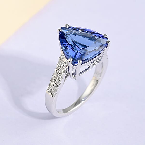 Shop Lc Certified Rhapsody AAAA Tanzanite And E-F VS Diamond 5.80 Ctw Solitaire Ring In 950 Platinum 6.10 Grams