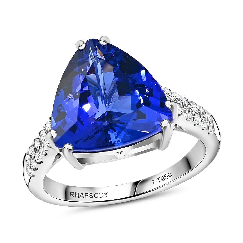 shop lc Certified Rhapsody AAAA Tanzanite and E-F VS Diamond 5.80 ctw Solitaire Ring in 950 Platinum 6.10 Grams