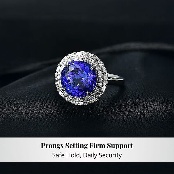 Shop Lc Certified Rhapsody AAAA Tanzanite Diamond Double Halo Ring In 950 Platinum 6.59 Ctw