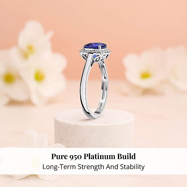 Shop Lc Certified Rhapsody AAAA Tanzanite Diamond (E-F VS) Ring In 950 Platinum 3.15 Ctw