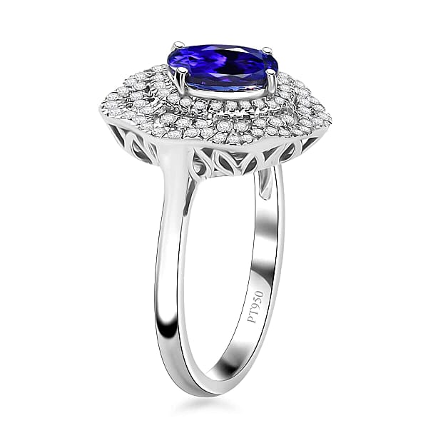 Shop Lc Certified Rhapsody AAAA Tanzanite Diamond Floral Ring In 950 Platinum 3.96 Ctw