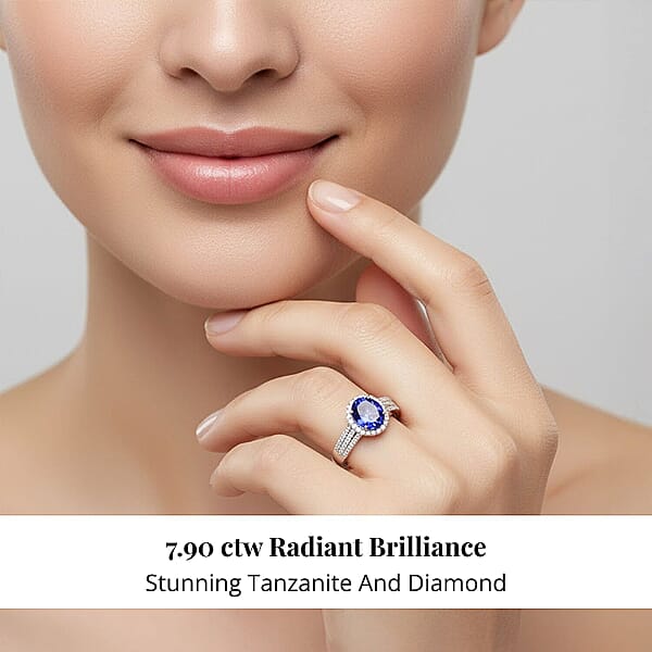 Shop Lc Certified Rhapsody AAAA Tanzanite Diamond Ring In 950 Platinum 4.10 Ctw