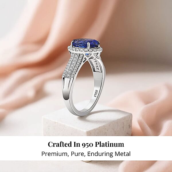 Shop Lc Certified Rhapsody AAAA Tanzanite Diamond Ring In 950 Platinum 4.10 Ctw