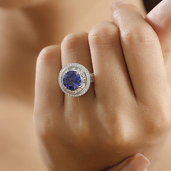 Shop Lc Certified Rhapsody AAAA Tanzanite Diamond Ring In 950 Platinum 6.11 Ctw