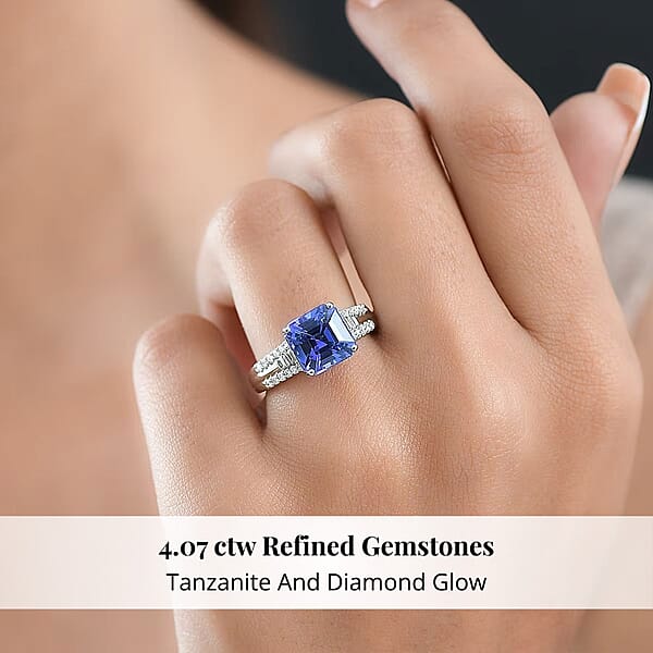 Shop Lc Certified Rhapsody AAAA Tanzanite Diamond Ring In 950 Platinum 4.07 Ctw