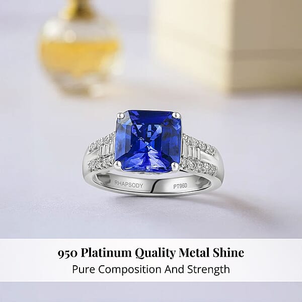 Shop Lc Certified Rhapsody AAAA Tanzanite Diamond Ring In 950 Platinum 4.07 Ctw