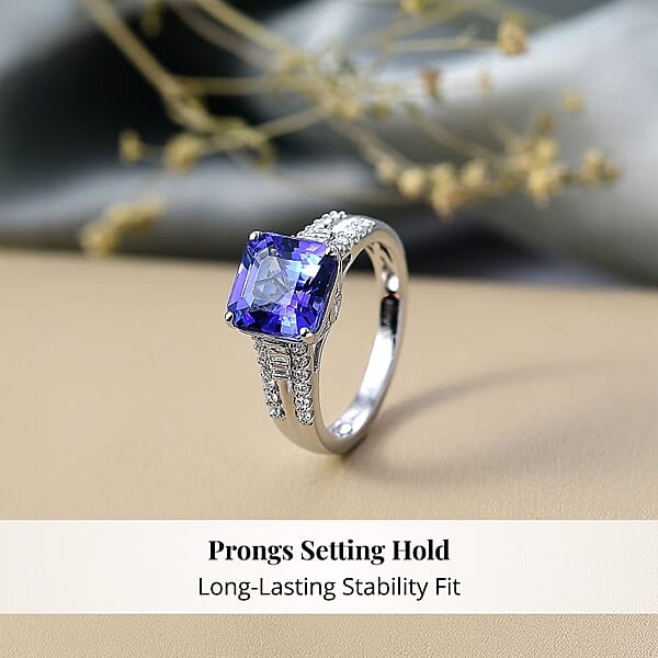 Shop Lc Certified Rhapsody AAAA Tanzanite Diamond Ring In 950 Platinum 4.07 Ctw