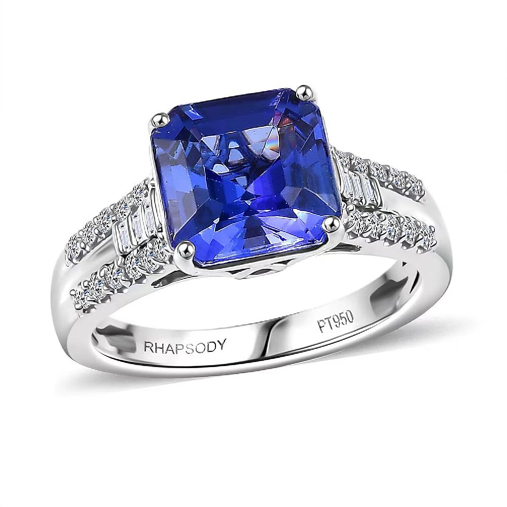 shop lc Certified Rhapsody AAAA Tanzanite Diamond Ring in 950 Platinum 4.07 ctw