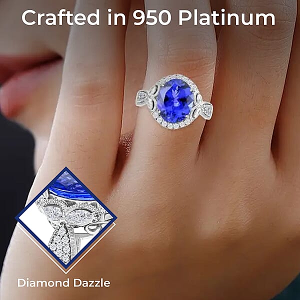 Shop Lc Certified Rhapsody AAAA Tanzanite Diamond Ring In 950 Platinum 5.25 Ctw