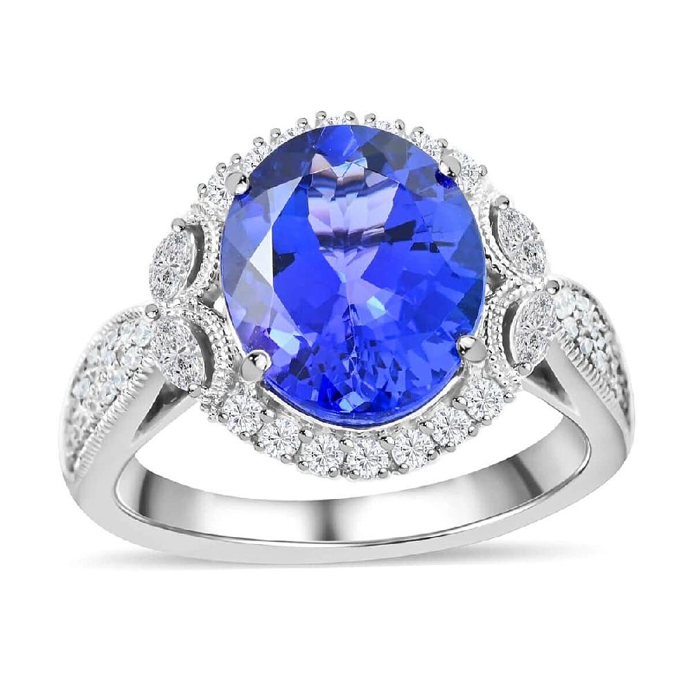 shop lc Certified Rhapsody AAAA Tanzanite Diamond Ring in 950 Platinum 5.25 ctw