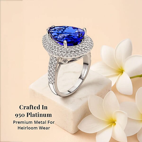 Shop Lc Certified Rhapsody AAAA Tanzanite Diamond Ring In 950 Platinum 9.40 Ctw
