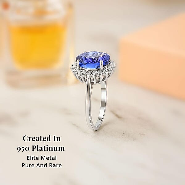 Shop Lc Certified Rhapsody AAAA Tanzanite Diamond Ring In 950 Platinum 4.50 Ctw