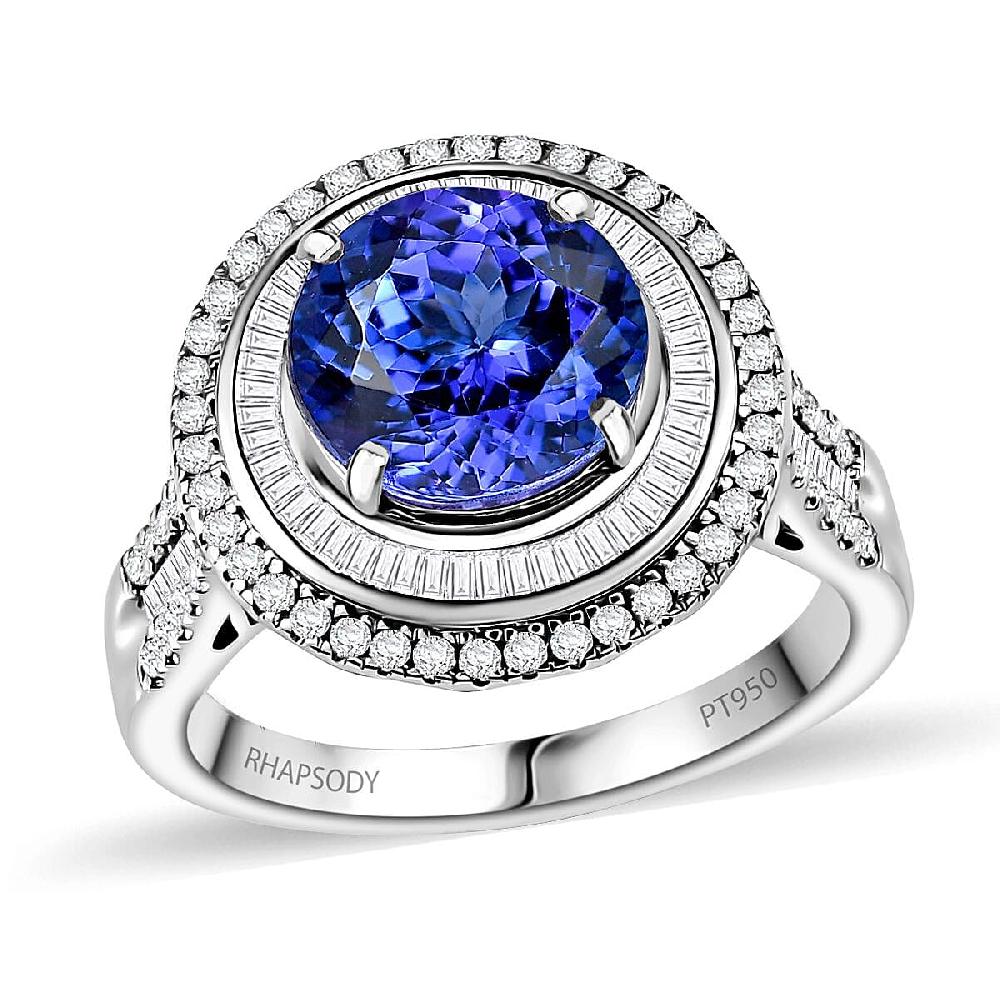 shop lc Certified Rhapsody AAAA Tanzanite Diamond Ring in 950 Platinum 6.11 ctw