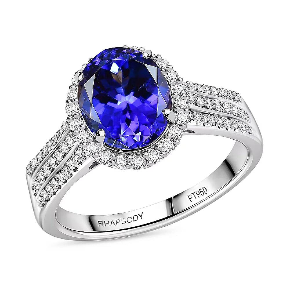 shop lc Certified Rhapsody AAAA Tanzanite Diamond Ring in 950 Platinum 4.10 ctw