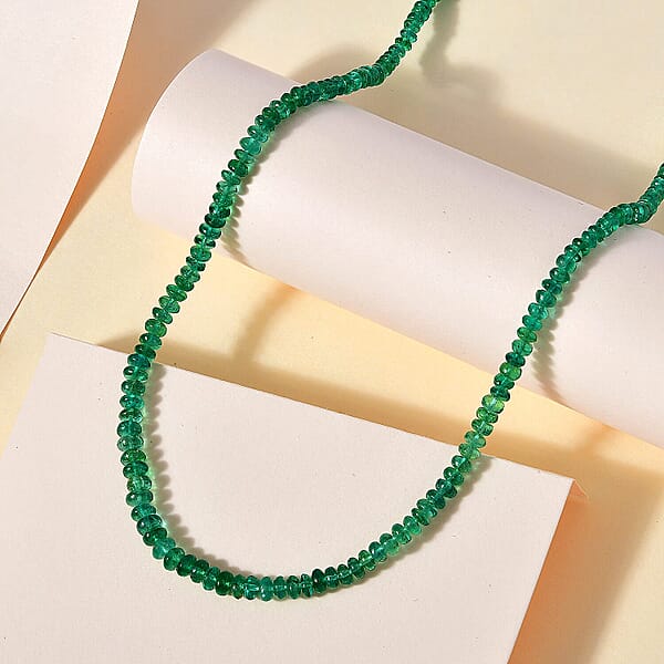 Shop Lc Certified Rhapsody AAAA Zambian Emerald Beaded Graduated Necklace In 950 Platinum 36.00 Ctw (18-20 Inches)