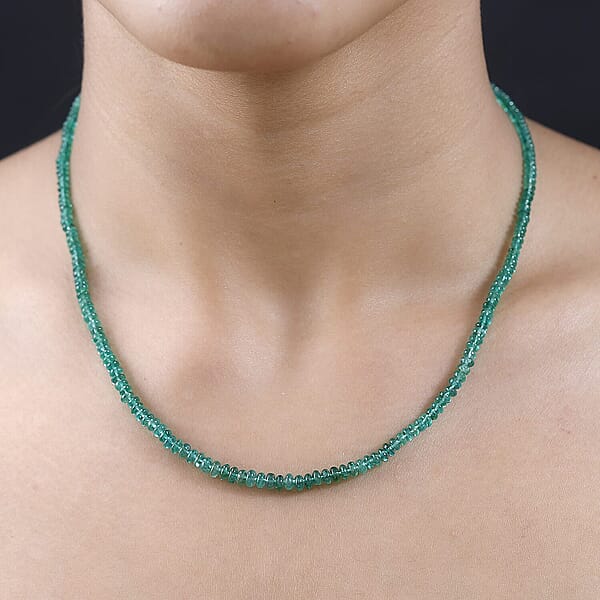 Shop Lc Certified Rhapsody AAAA Zambian Emerald Beaded Graduated Necklace In 950 Platinum 36.00 Ctw (18-20 Inches)