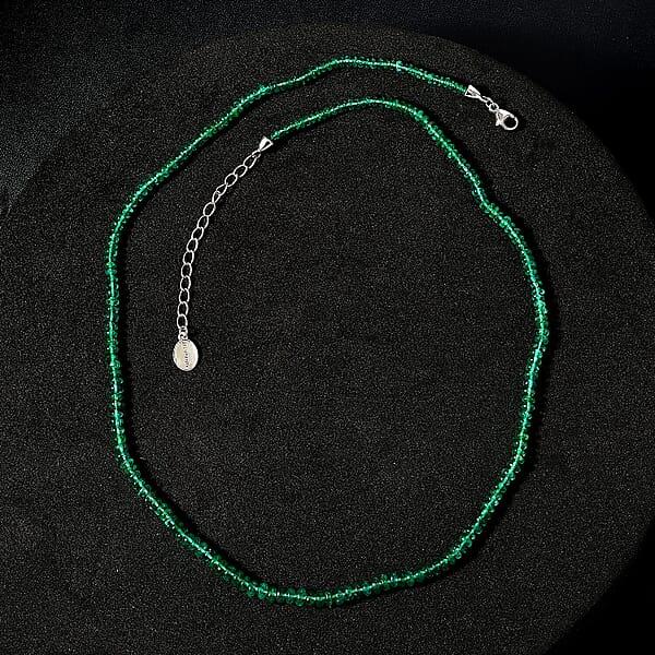 Shop Lc Certified Rhapsody AAAA Zambian Emerald Beaded Graduated Necklace In 950 Platinum 36.00 Ctw (18-20 Inches)