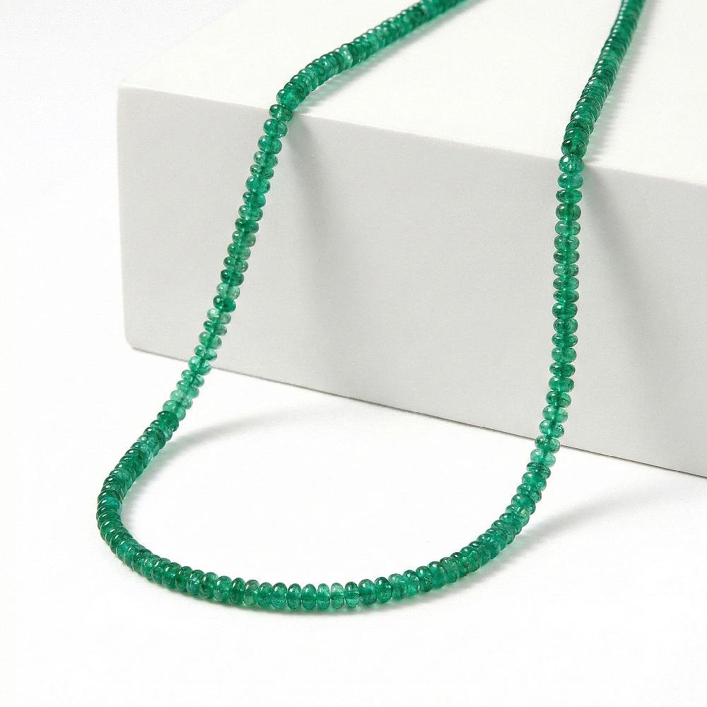 shop lc Certified Rhapsody AAAA Zambian Emerald Beaded Graduated Necklace in 950 Platinum 36.00 ctw (18-20 Inches)
