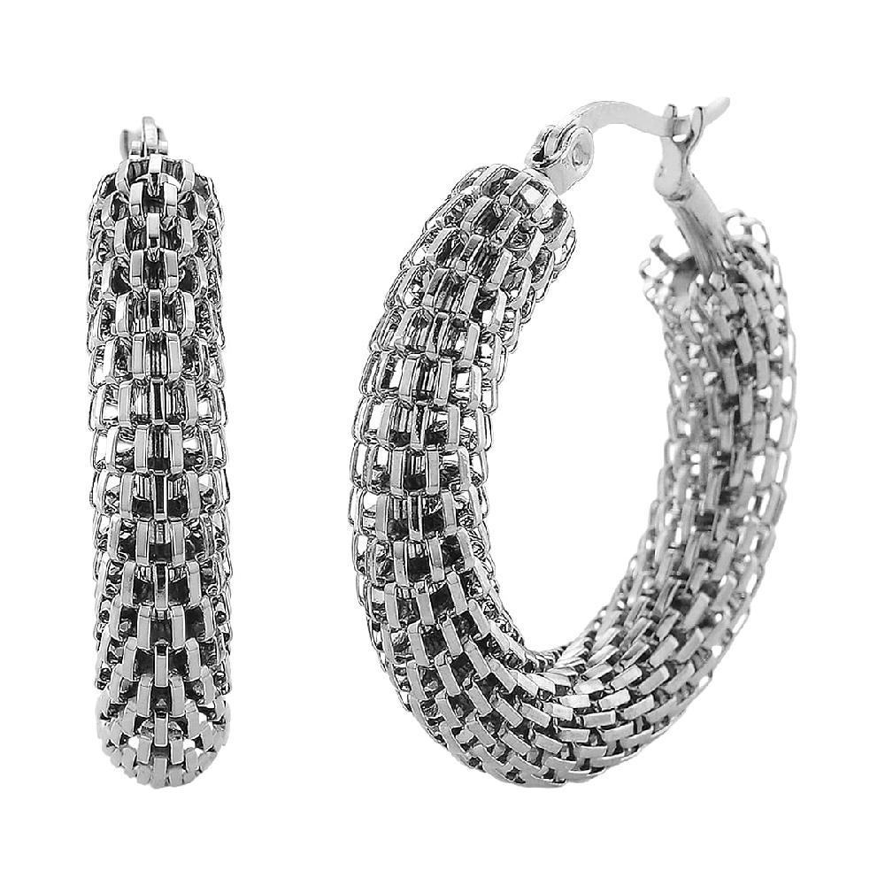 shop lc Chainlink Mesh Hoop Earrings in Stainless Steel