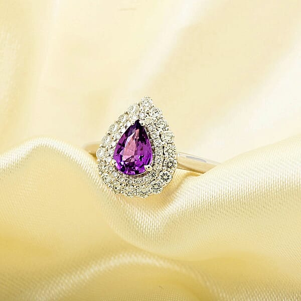 Shop Lc Chairman Collection Certified And Appraised Rhapsody AAAA Madagascar Purple Sapphire And E-F VS Diamond 1.10 Ctw Ring In 950 Platinum 6.55 Grams