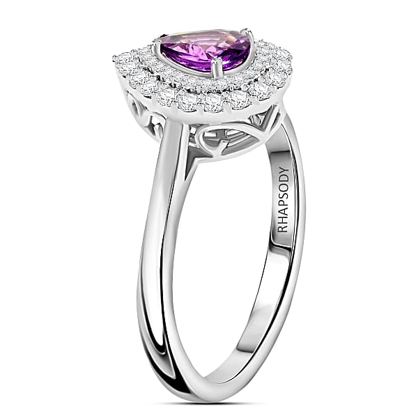 Shop Lc Chairman Collection Certified And Appraised Rhapsody AAAA Madagascar Purple Sapphire And E-F VS Diamond 1.10 Ctw Ring In 950 Platinum 6.55 Grams